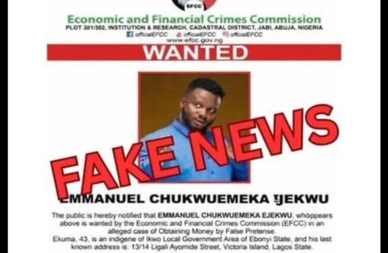 EFCC DEBUNKS FAKE NEWS OF SABINUS BEING WANTED