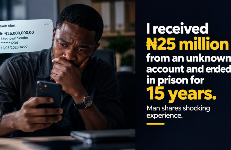 “I RECEIVED ₦25 MILLION FROM AN UNKNOWN ACCOUNT AND ENDED UP IN PRISON FOR 15 YEARS.” MAN SHARES SHOCKING EXPERIENCE.